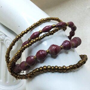 Vintage Teng Yue Multi Band Paper Beaded Bracelet